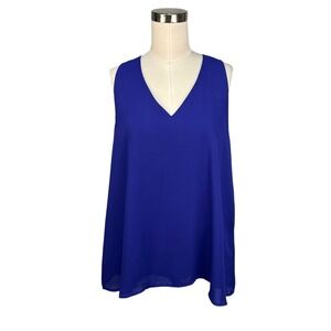 Banana Republic Royal Violet Blue Cross Back Size M V-Neck Sleeveless Shell Airy